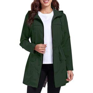 Women Waterproof Raincoat Lightweight Packable Active Outdoor Long Hooded Rain